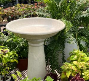 Ceramic white birdbath