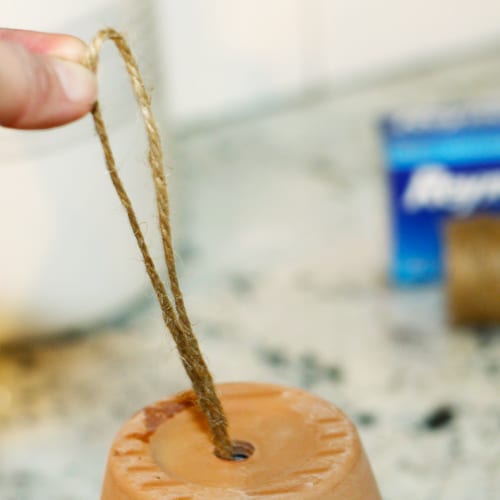 String Through Pottery Hole for DIY Bird Seed Bells | Calloway's Nursery
