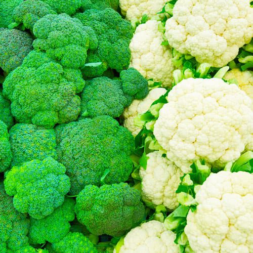 broccoli and cauliflower heads