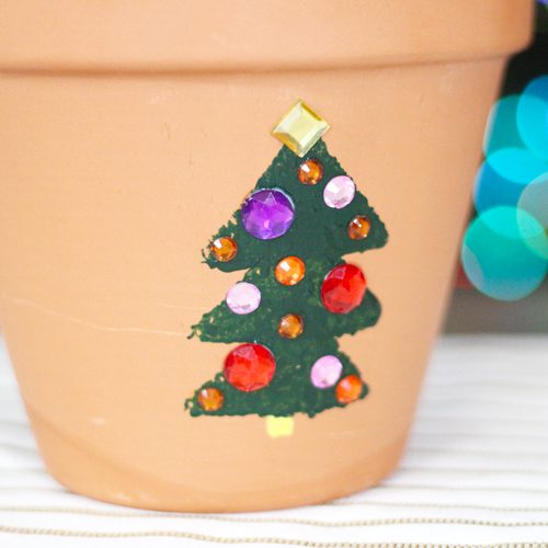 painted christmas tree with gems