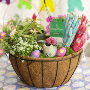 Bright and Colorful Easter Hanging Baskets