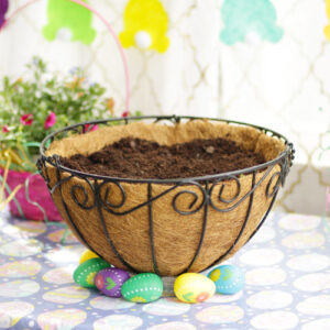 hanging basket with potting soil
