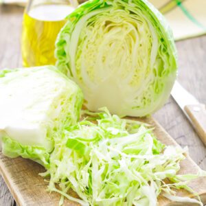 cutting cabbage for coleslaw