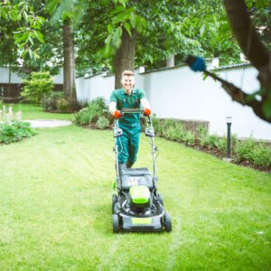 mowing lawn