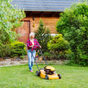mowing lawn
