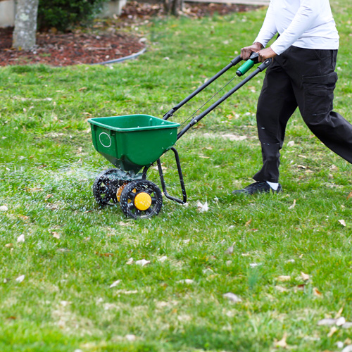 applying pre-emergent granules