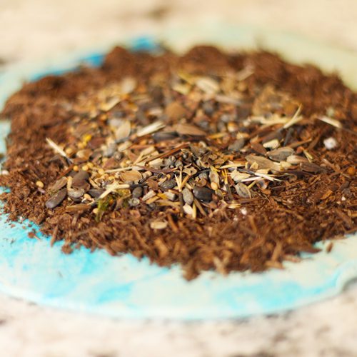 add seeds and potting soil to air dry clay