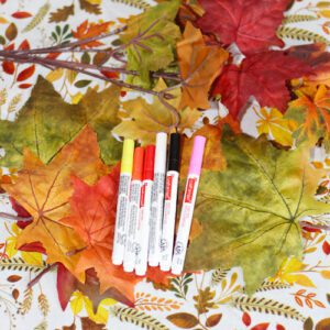 faux leaves and paint pens