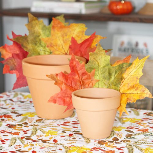 Glue Leaves Onto Pottery for Thanksgiving-Inspired Planter Ideas for Indoors | Calloway's Nursery