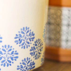 blue stamped pottery