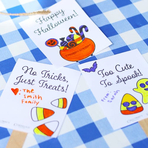 decorated trick or treat plant tags