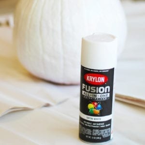 white spray paint on pumpkin
