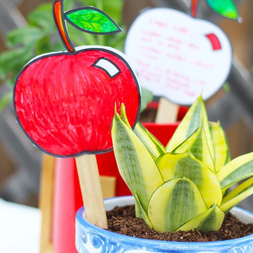 back to school apple plant tags